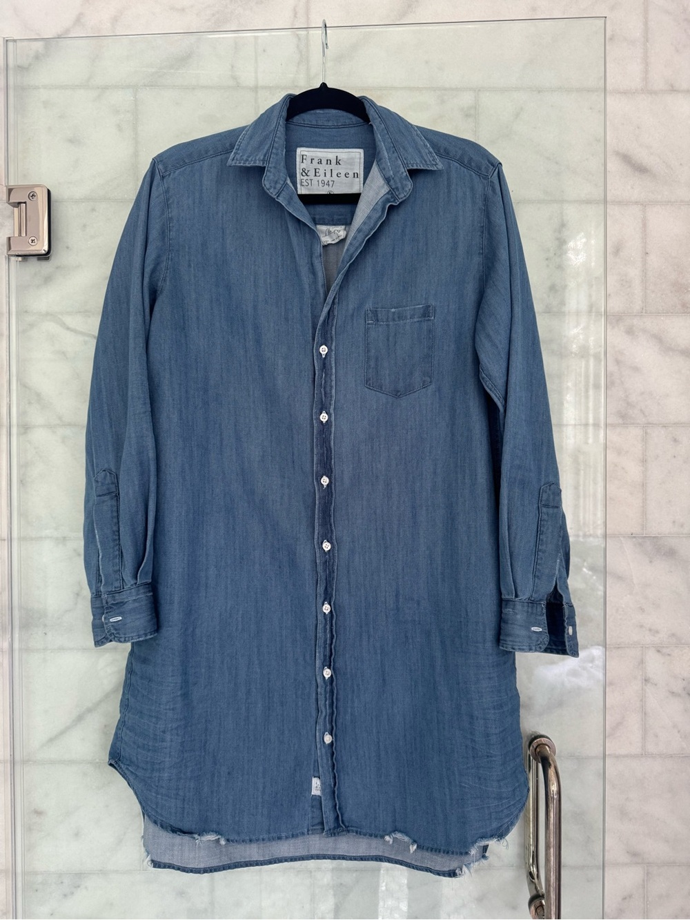 Frank & Eileen Mary Classic Shirtdress Chambray Blue NWOT Small MSRP $328 Italy